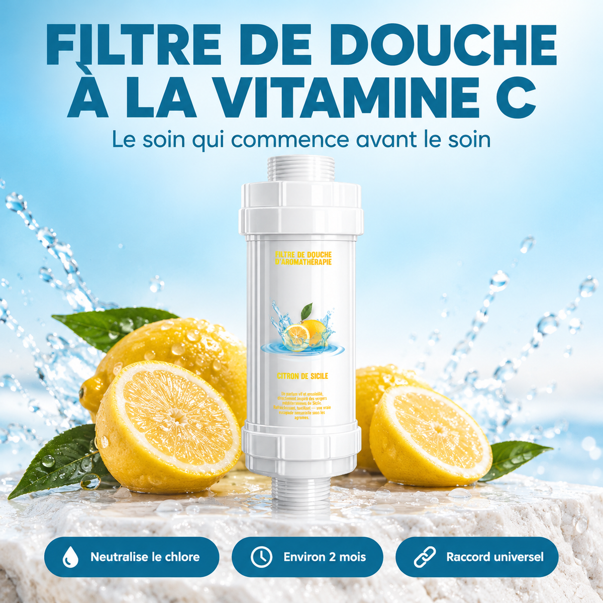Filtre de douche a la vitamine C MYSHOWR, 6 parfums, 2 a 5 mois, sans BPA