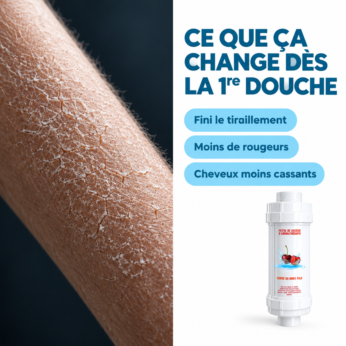 Effets du filtre MYSHOWR sur la peau et sur les cheveux