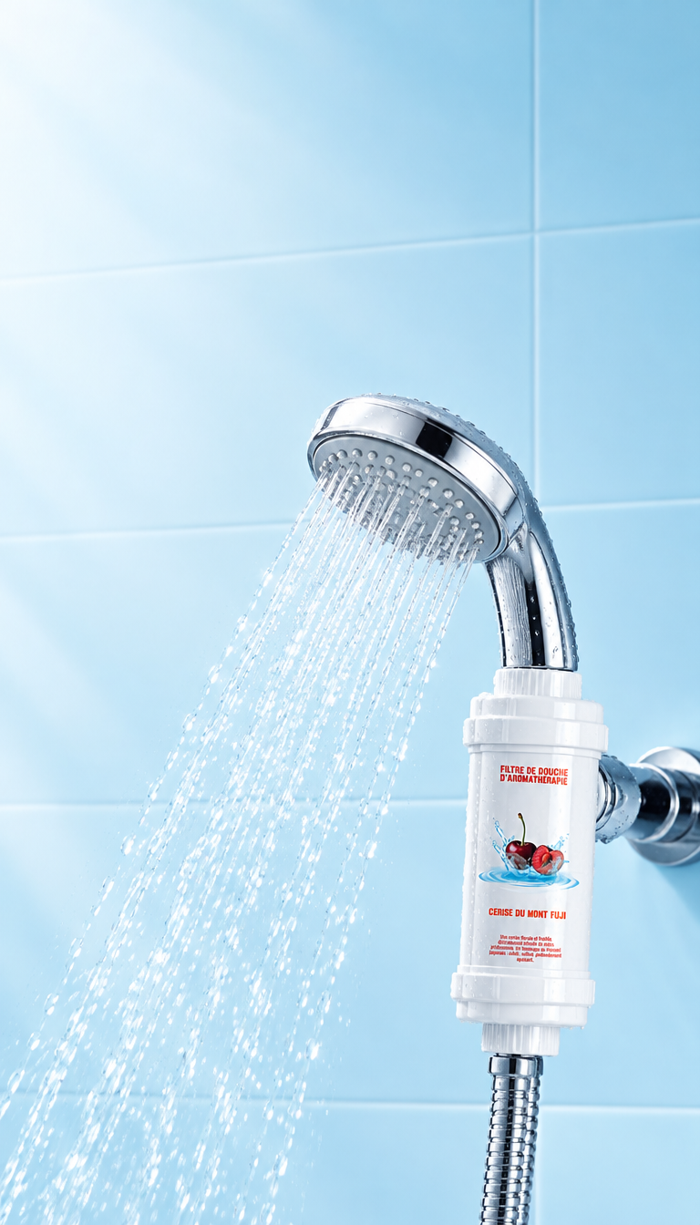 Filtre MYSHOWR installé sur une douche